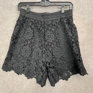 NWT KGYA Black Lace Shorts Juniors L /‎ Women XS Lined Elastic Waist Casual